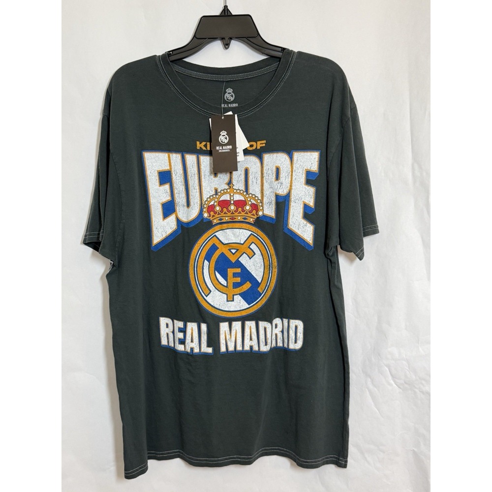 New Real Madrid T-Shirt Men 2XL Grey New Kings of Europe Graphic Soccer